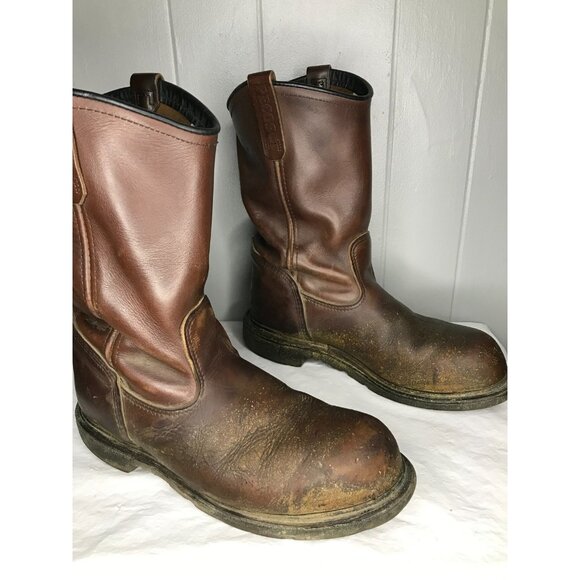Red Wing Pecos Boots Mens Size 11 Brown Leather Work Oil Slip Steel Toe 2405 USA - Picture 4 of 8